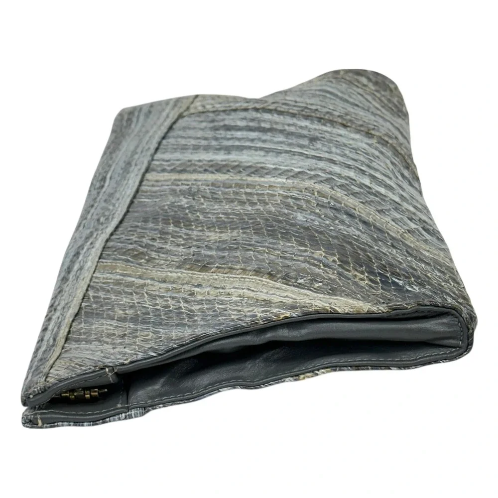 Vintage Lou-Ran Originals‎ Clutch Bag Womens Gray Authentic Snakeskin Leather